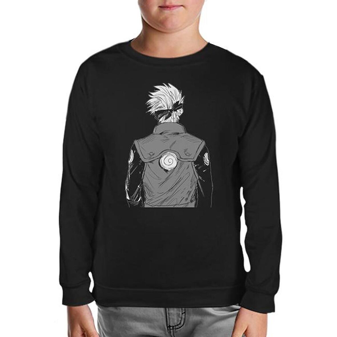 Naruto - Kakashi Back Siyah Çocuk Sweatshirt
