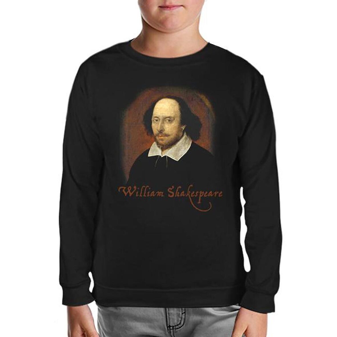 William Sheakspeare - Portre Siyah Çocuk Sweatshirt