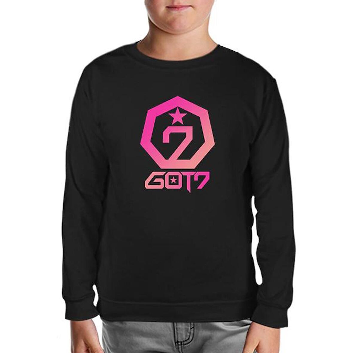 GOT7 - Logo Star Siyah Çocuk Sweatshirt