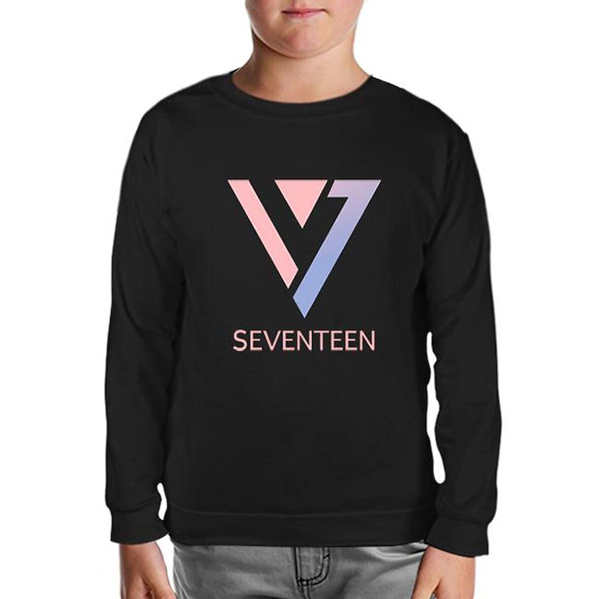 Seventeen - Logo Üçgen Siyah Çocuk Sweatshirt