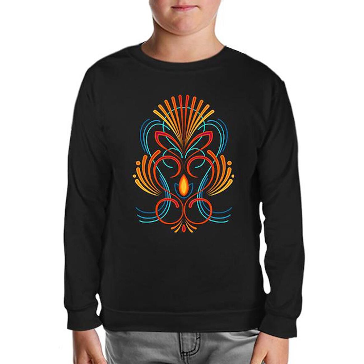 Abstract Colorful Tattoo Siyah Çocuk Sweatshirt