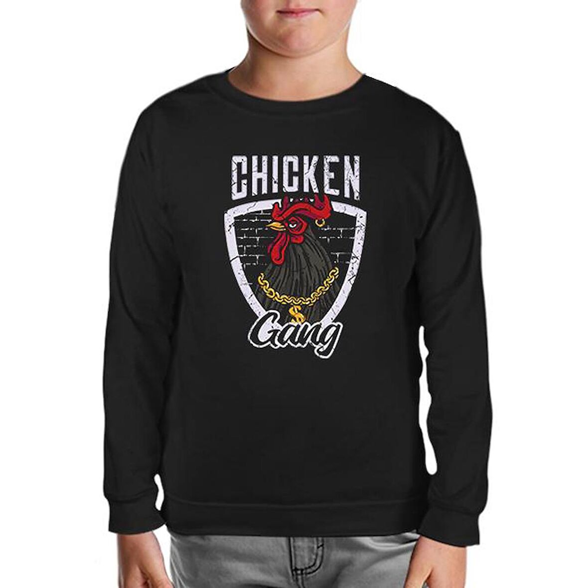 Chicken Gang Siyah Çocuk Sweatshirt