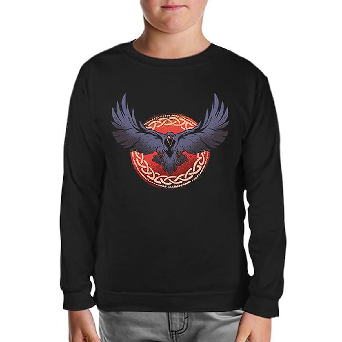 Raven Bird Screaming Siyah Çocuk Sweatshirt