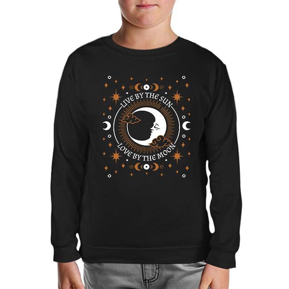 Live by the Sun Love by the Moon Siyah Çocuk Sweatshirt