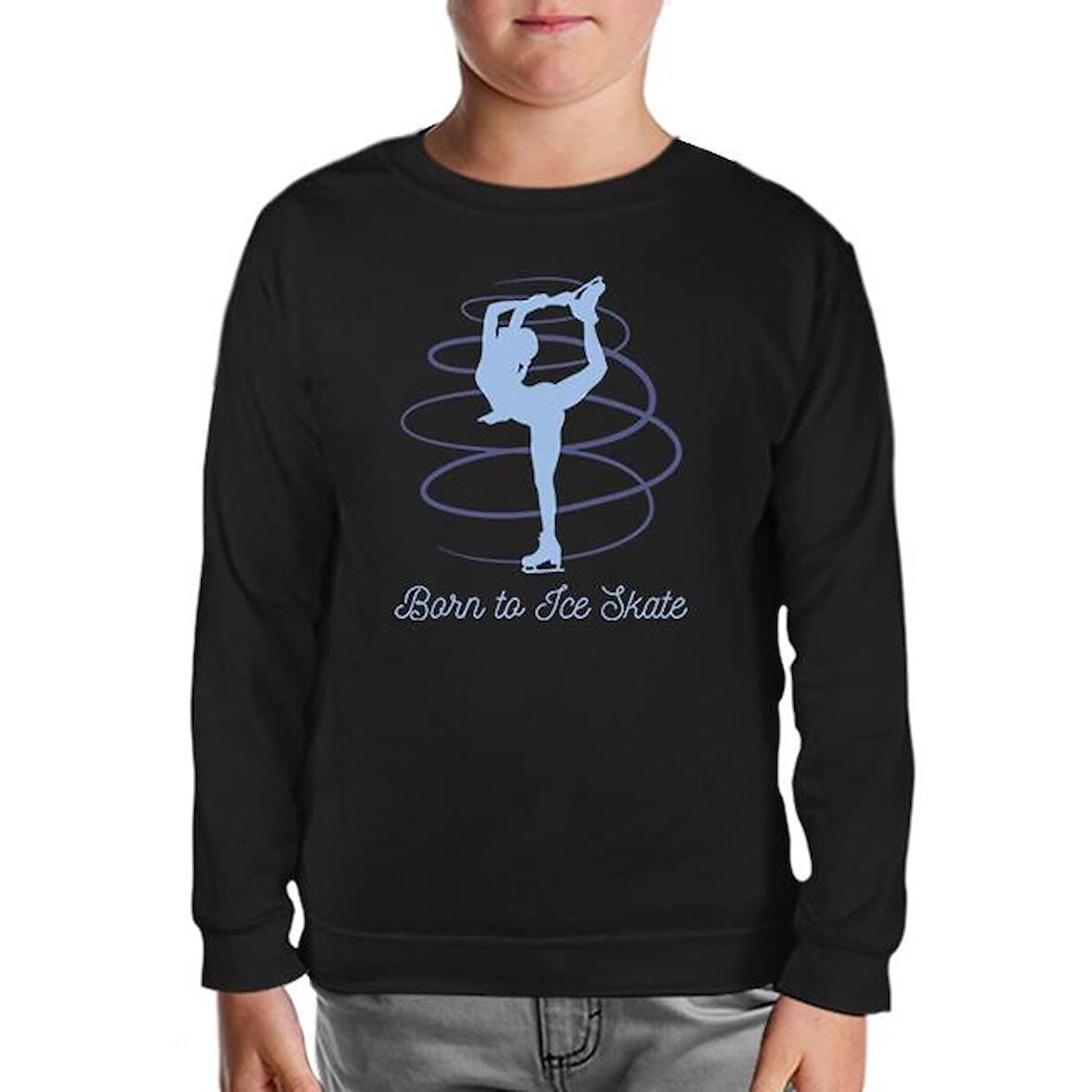 Born to Ice Skate Siyah Çocuk Sweatshirt