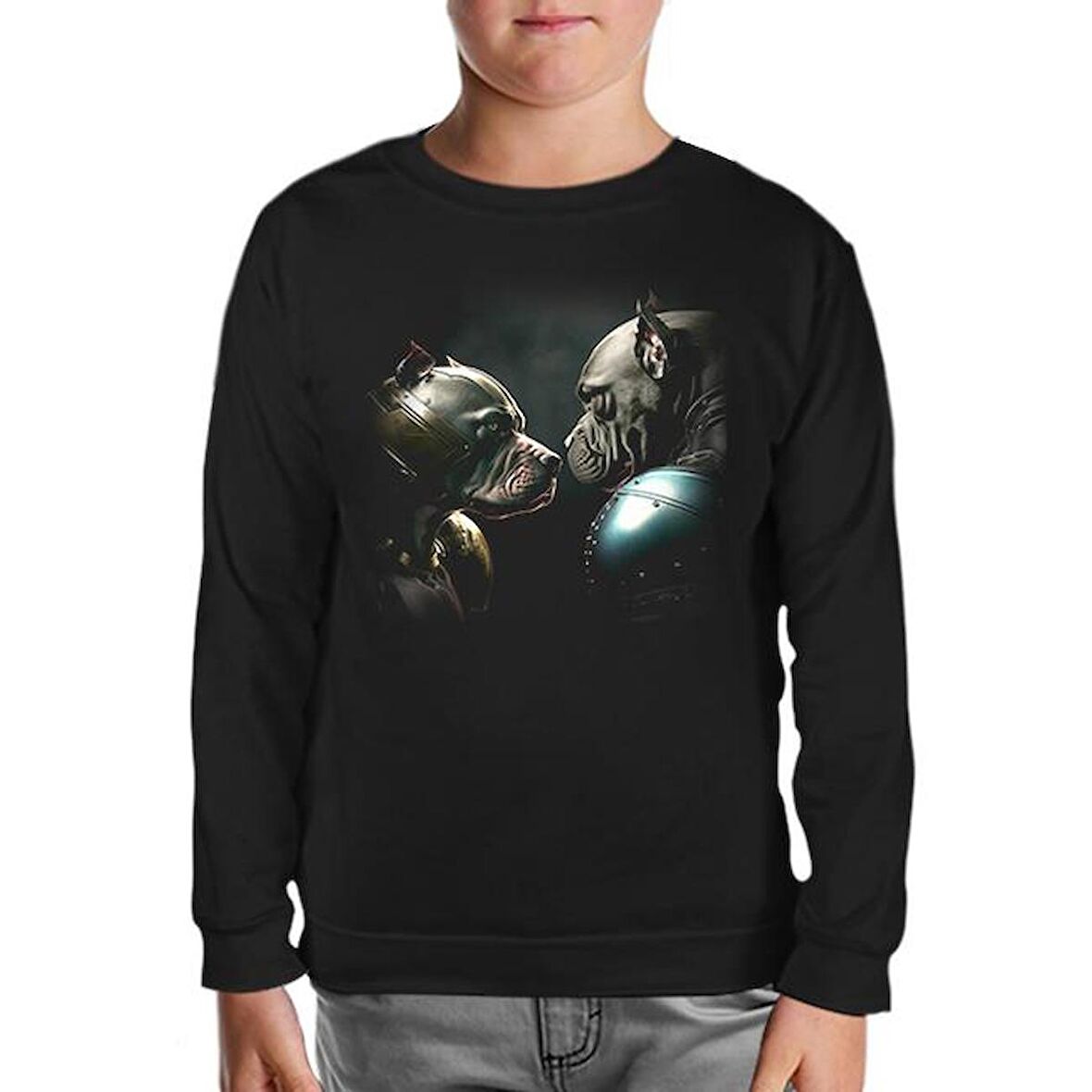 Dogs in Fight Siyah Çocuk Sweatshirt