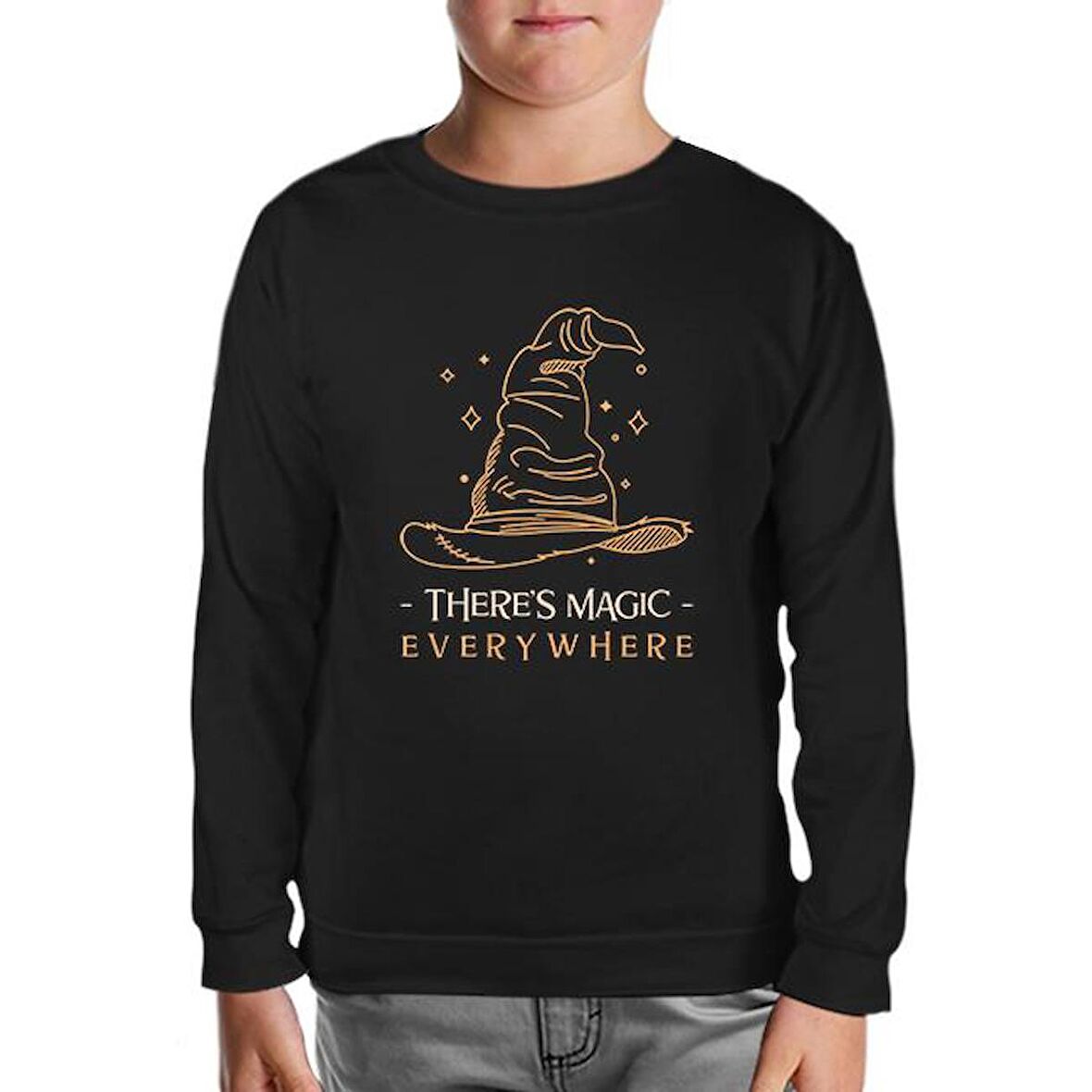 There is Magic Everywhere Witch Hat Siyah Çocuk Sweatshirt