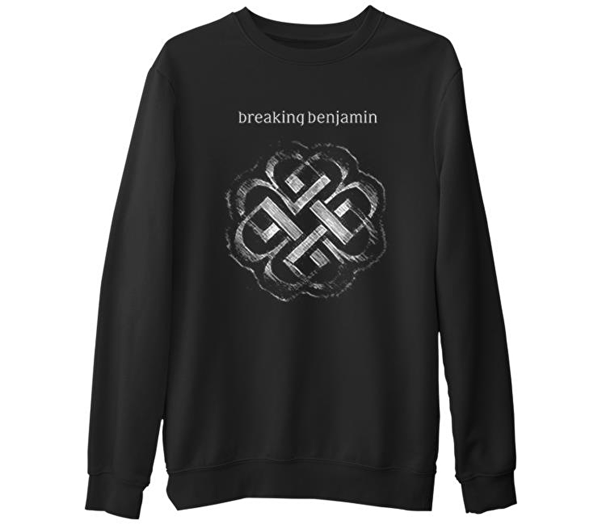 Breaking Benjamin - Logo  Siyah Erkek Kalın Sweatshirt