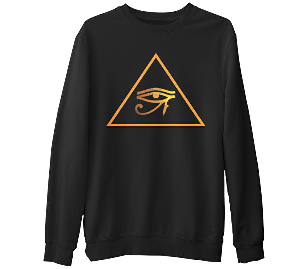 Ra'nın Gözü  Siyah Erkek Kalın Sweatshirt