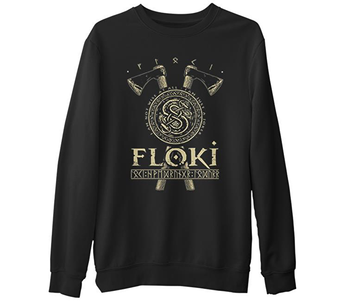 Vikings - Floki  Siyah Erkek Kalın Sweatshirt