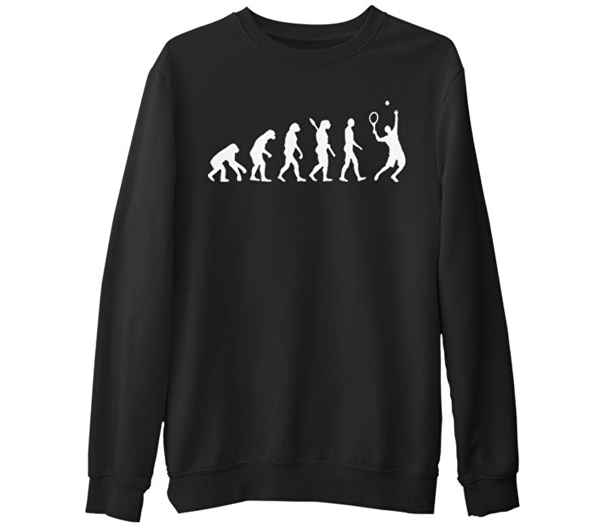 Tenis Player Evolution  Siyah Erkek Kalın Sweatshirt