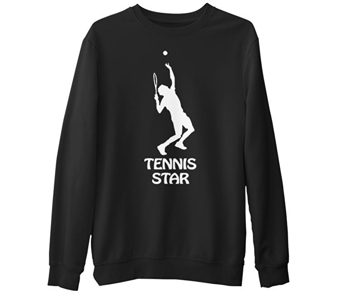 Tenis Star  Siyah Erkek Kalın Sweatshirt