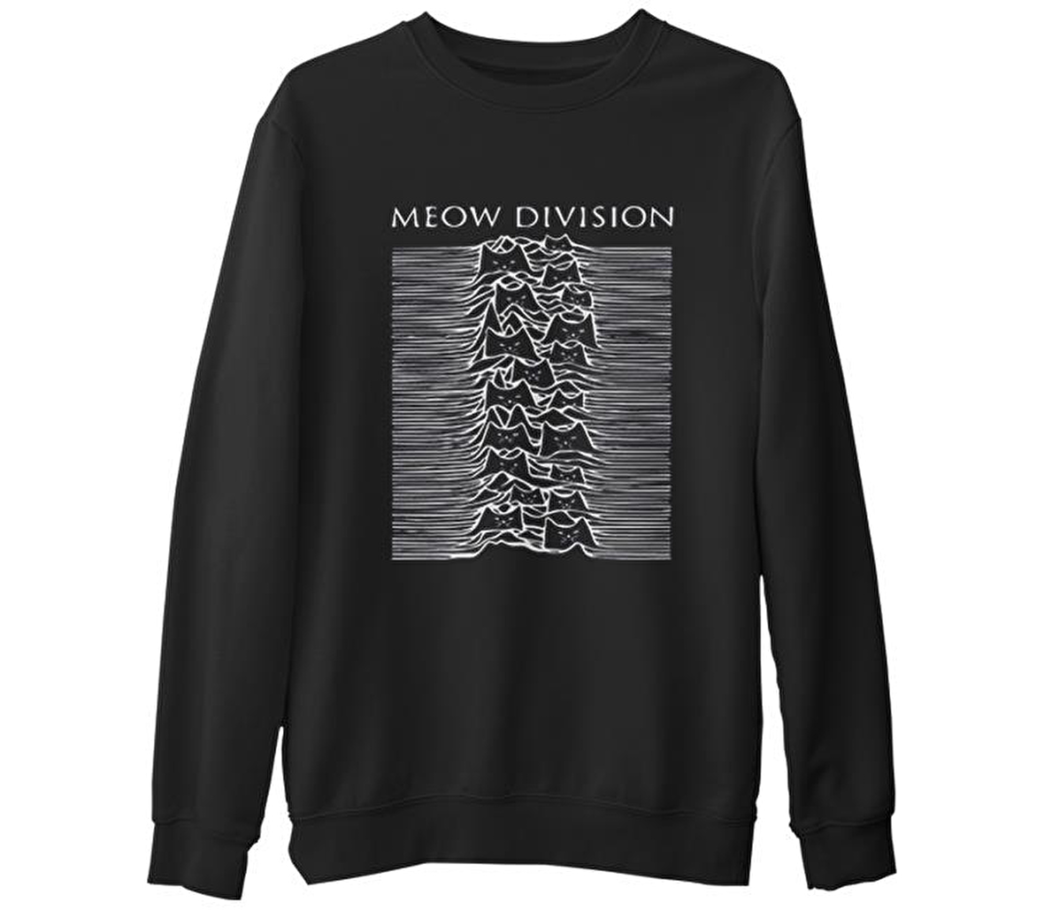 Meow Division  Siyah Erkek Kalın Sweatshirt