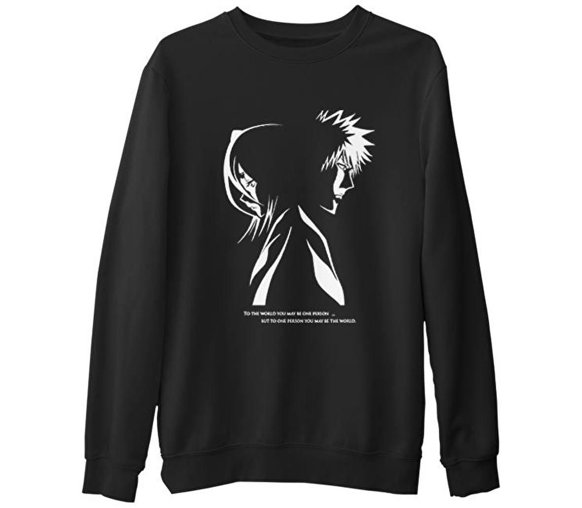 Bleach - The One   Siyah Erkek Kalın Sweatshirt
