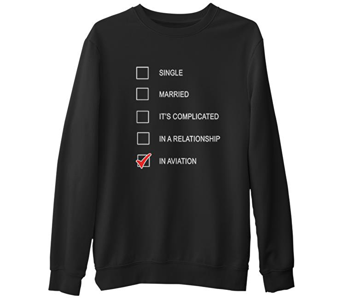 Uçuş - In Aviation  Siyah Erkek Kalın Sweatshirt