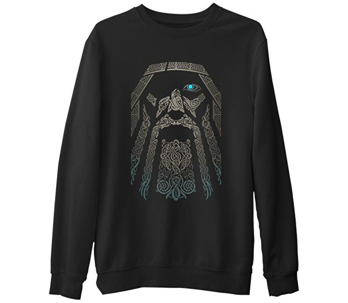 Vikings - Odin  Siyah Erkek Kalın Sweatshirt
