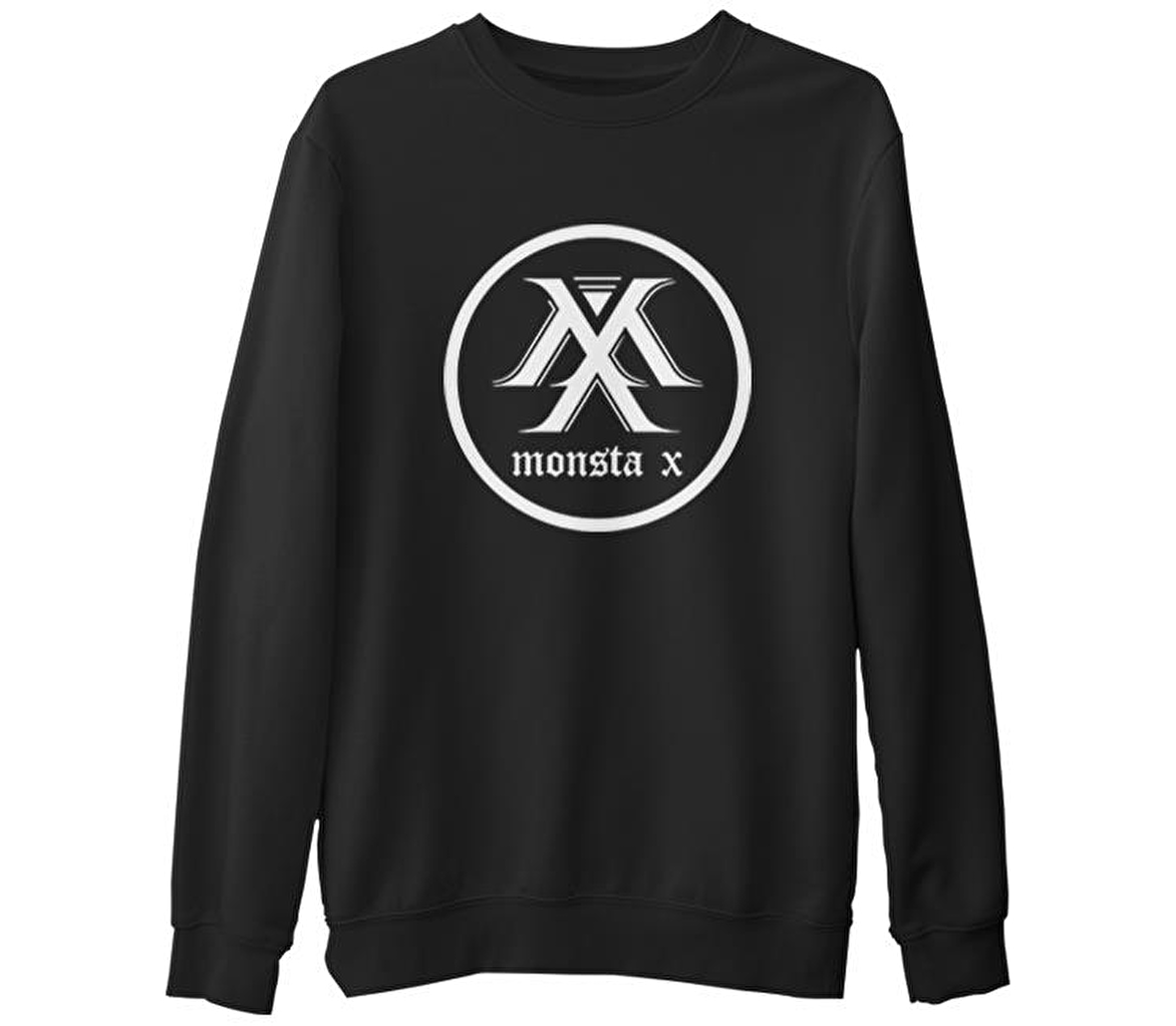 Monsta X - Logo Siyah Erkek Kalın Sweatshirt