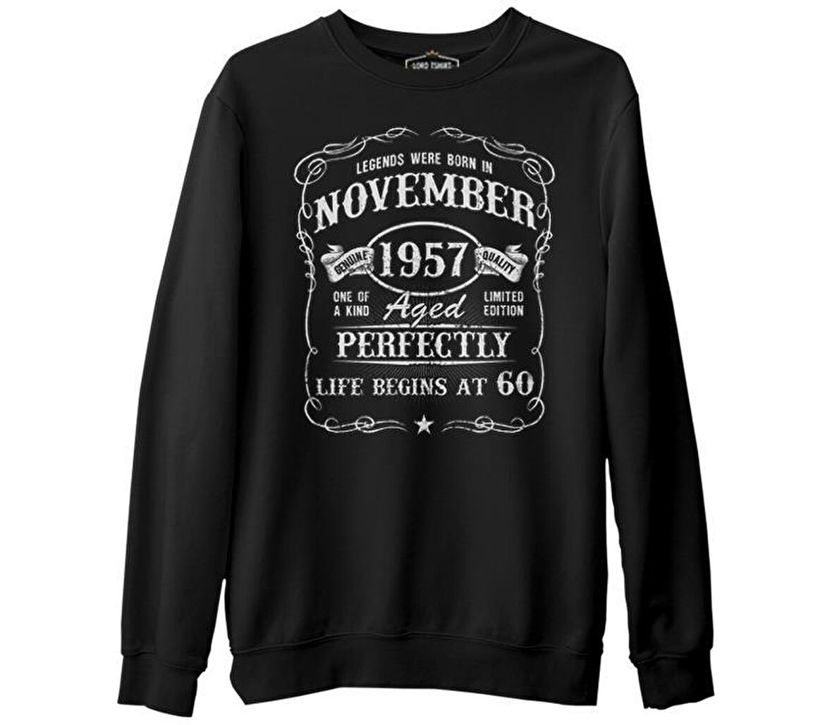 Burç - Born in November 60 Siyah Erkek Kalın Sweatshirt