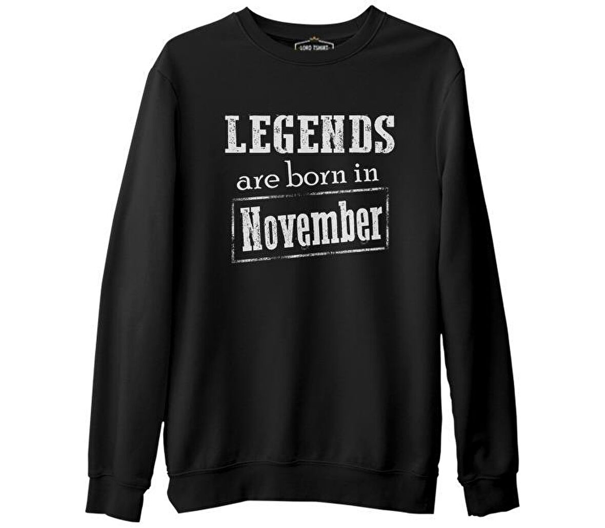 Burç - Born in November Vintage Siyah Erkek Kalın Sweatshirt