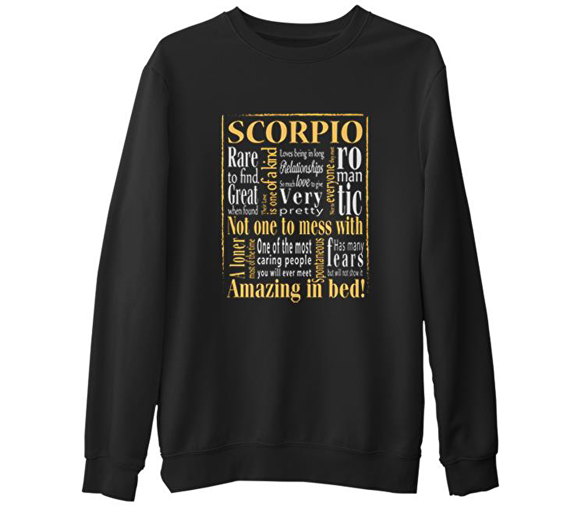 Burç - Scorpio Amazing  Siyah Erkek Kalın Sweatshirt