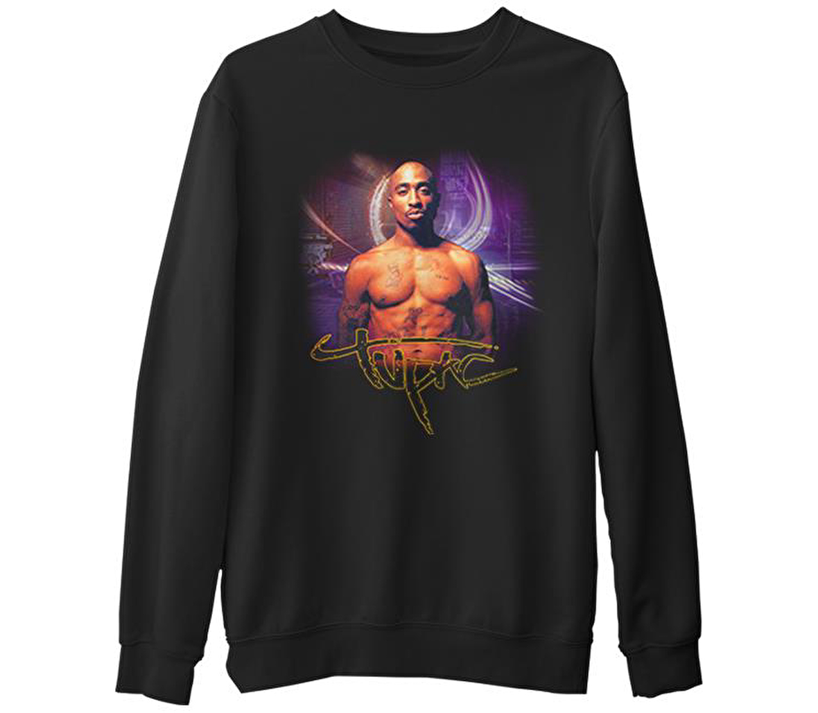Tupac Shakur  Siyah Erkek Kalın Sweatshirt