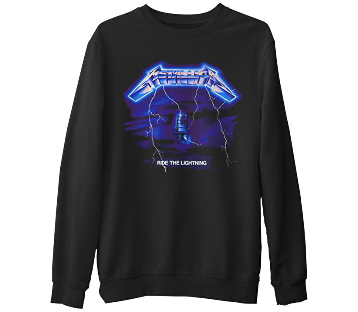 Metallica - Ride the Lightning  Siyah Erkek Kalın Sweatshirt