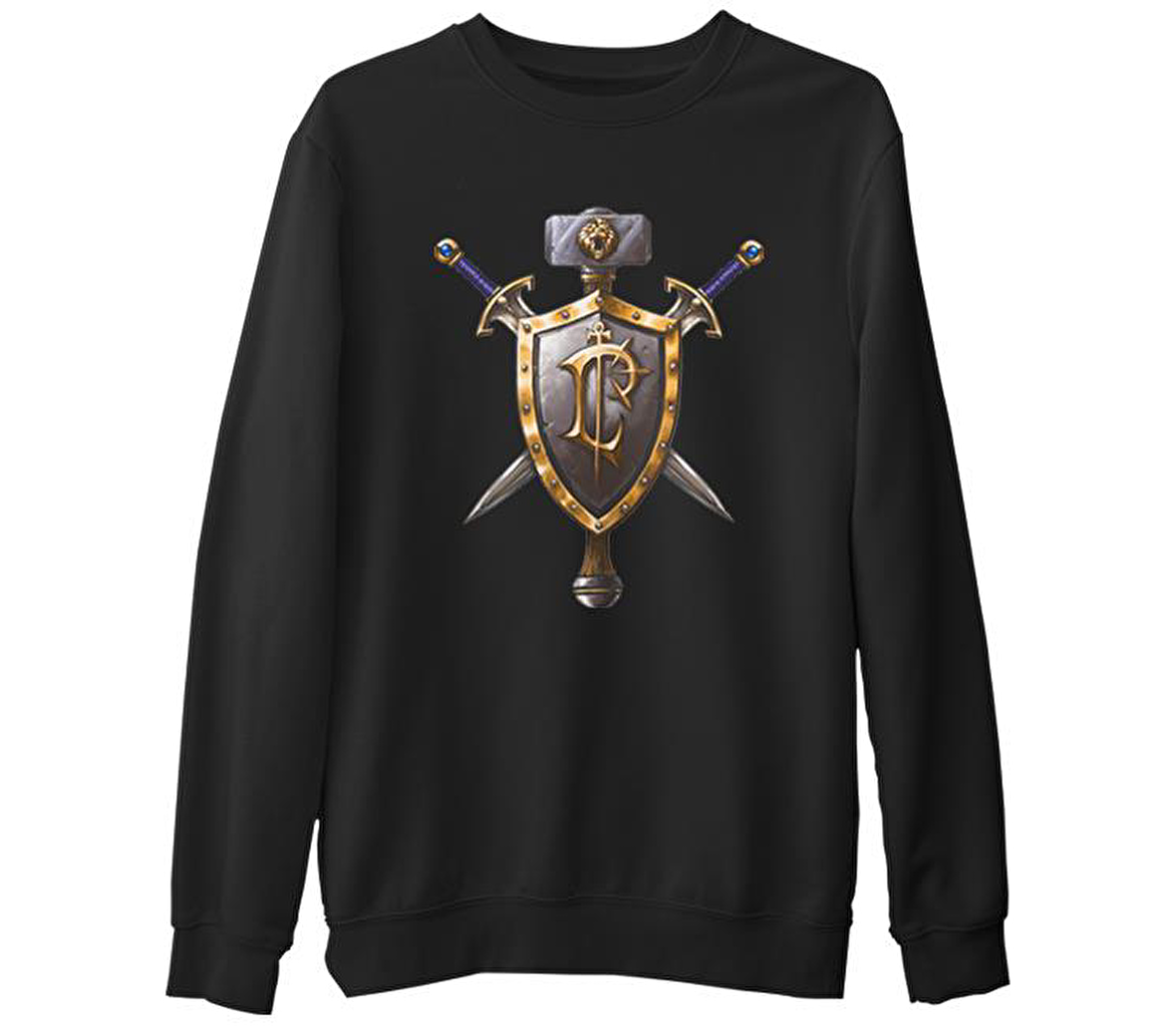 World of Warcraft - Human Siyah Erkek Kalın Sweatshirt