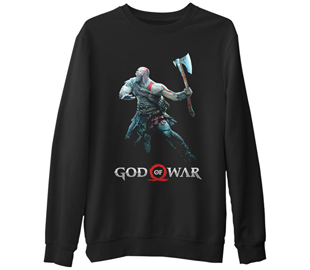 God of War - The Force Siyah Erkek Kalın Sweatshirt