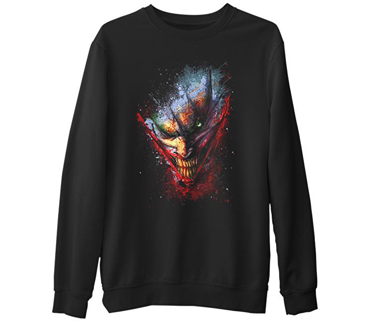 Joker - Face  Siyah Erkek Kalın Sweatshirt