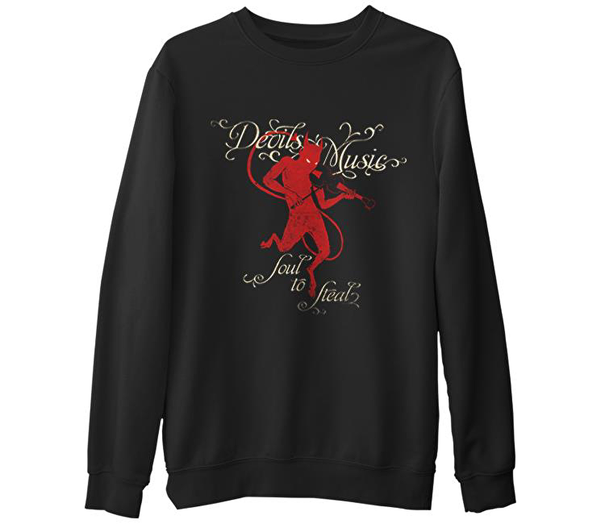 Devil  Siyah Erkek Kalın Sweatshirt