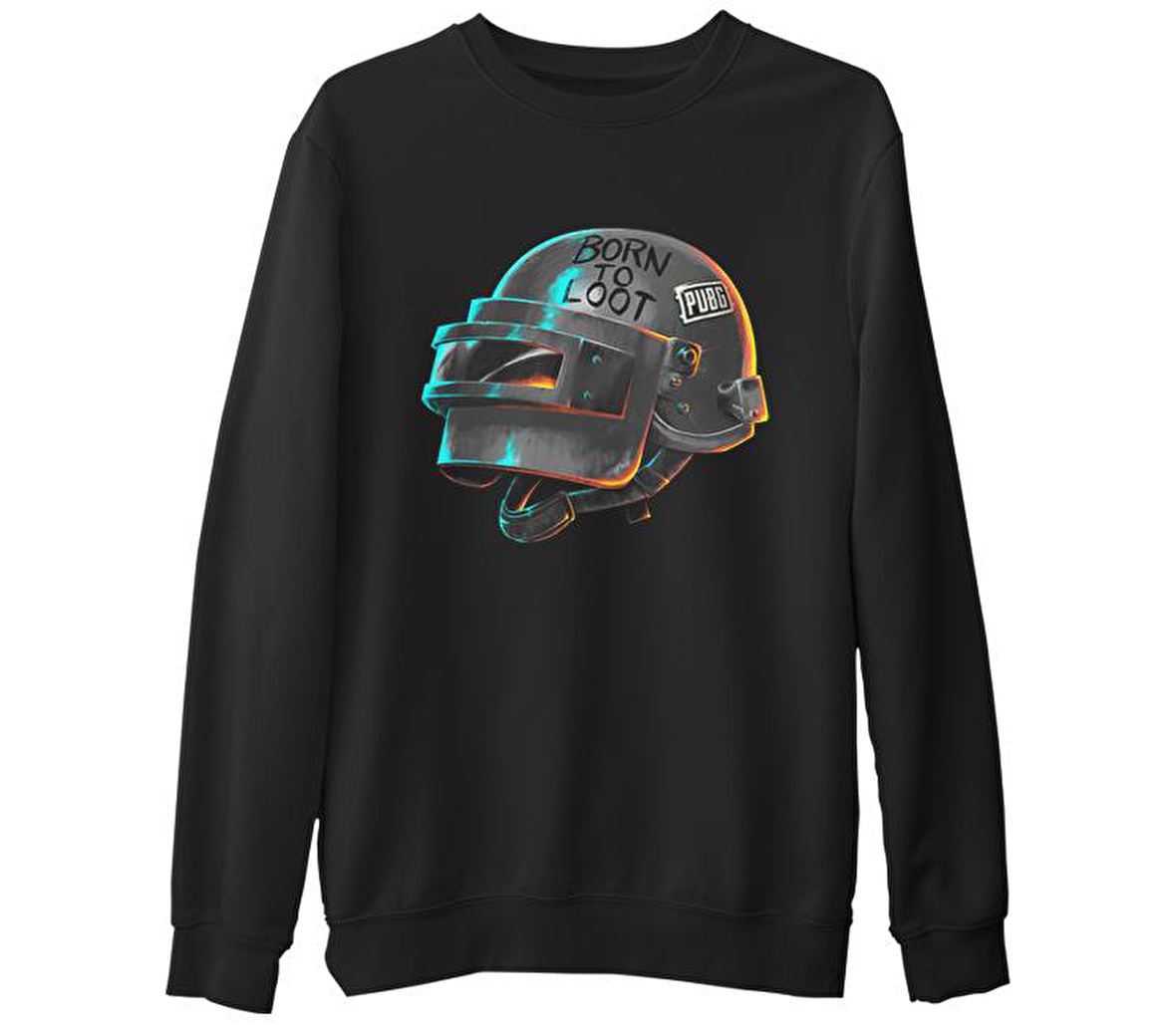 PUBG - Loot Siyah Erkek Kalın Sweatshirt