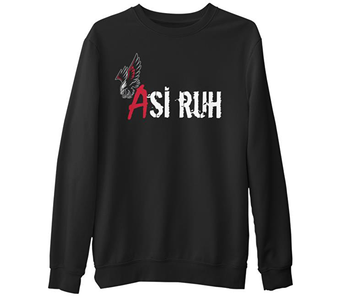 Asi Ruh Siyah Erkek Kalın Sweatshirt