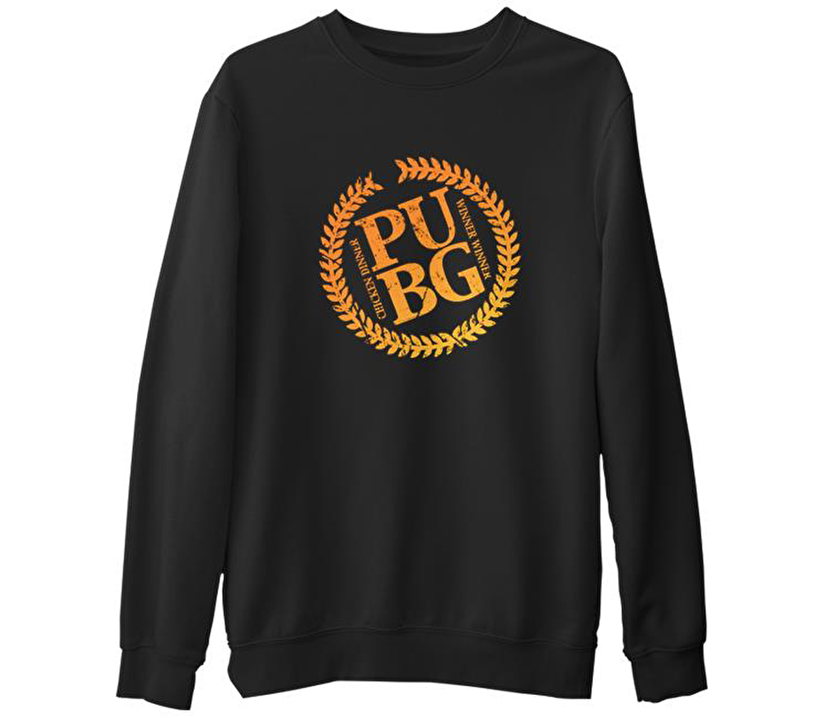 PUBG - Chicken Dinner Siyah Erkek Kalın Sweatshirt