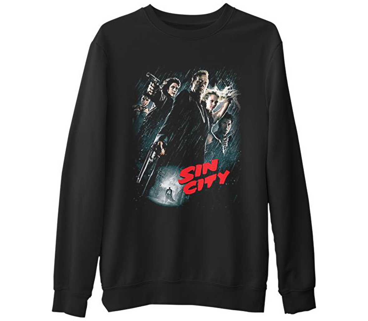 Sin City  Siyah Erkek Kalın Sweatshirt