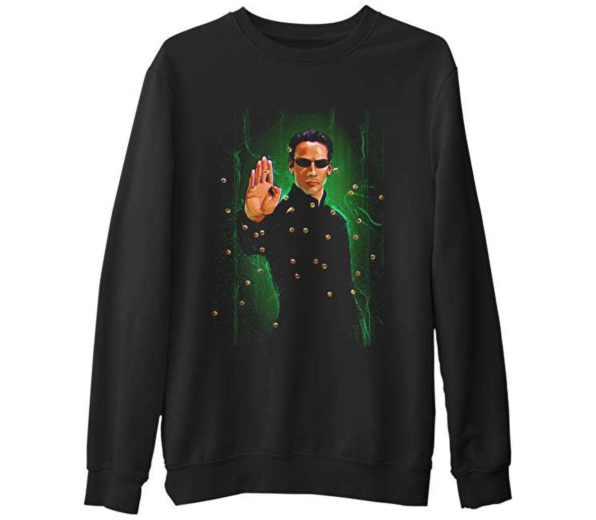 Matrix - Bullets Siyah Erkek Kalın Sweatshirt