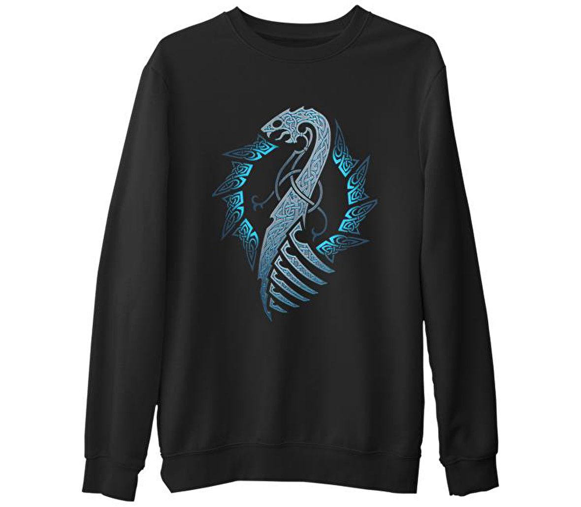 Vikings - Moon Hunter Siyah Erkek Kalın Sweatshirt