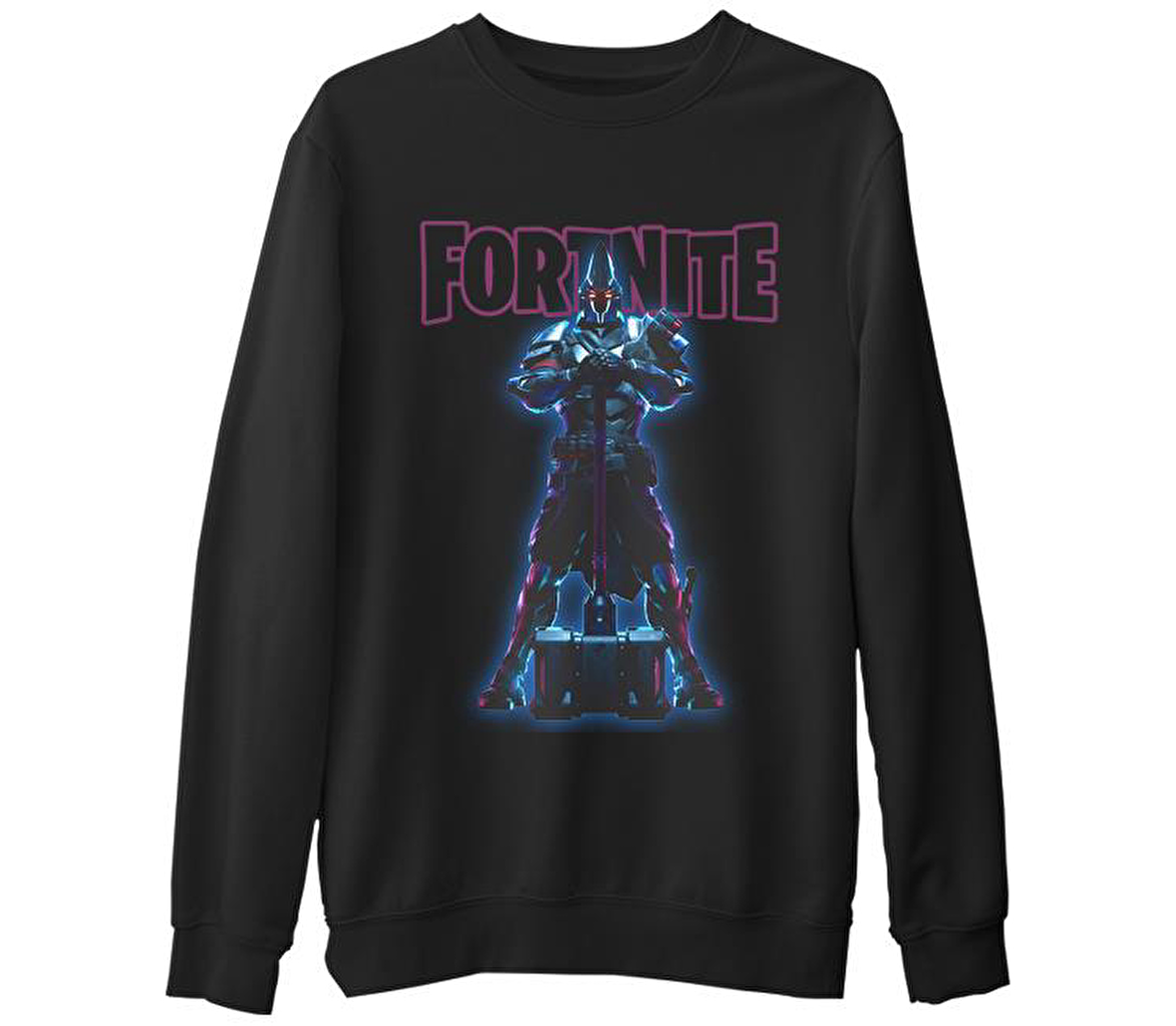 Fortnite - X Knight Siyah Erkek Kalın Sweatshirt