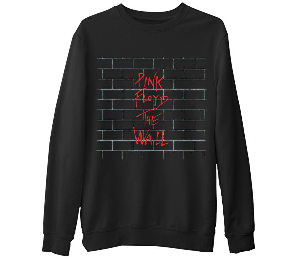 Pink Floyd - The Wall on The Wall Siyah Erkek Kalın Sweatshirt