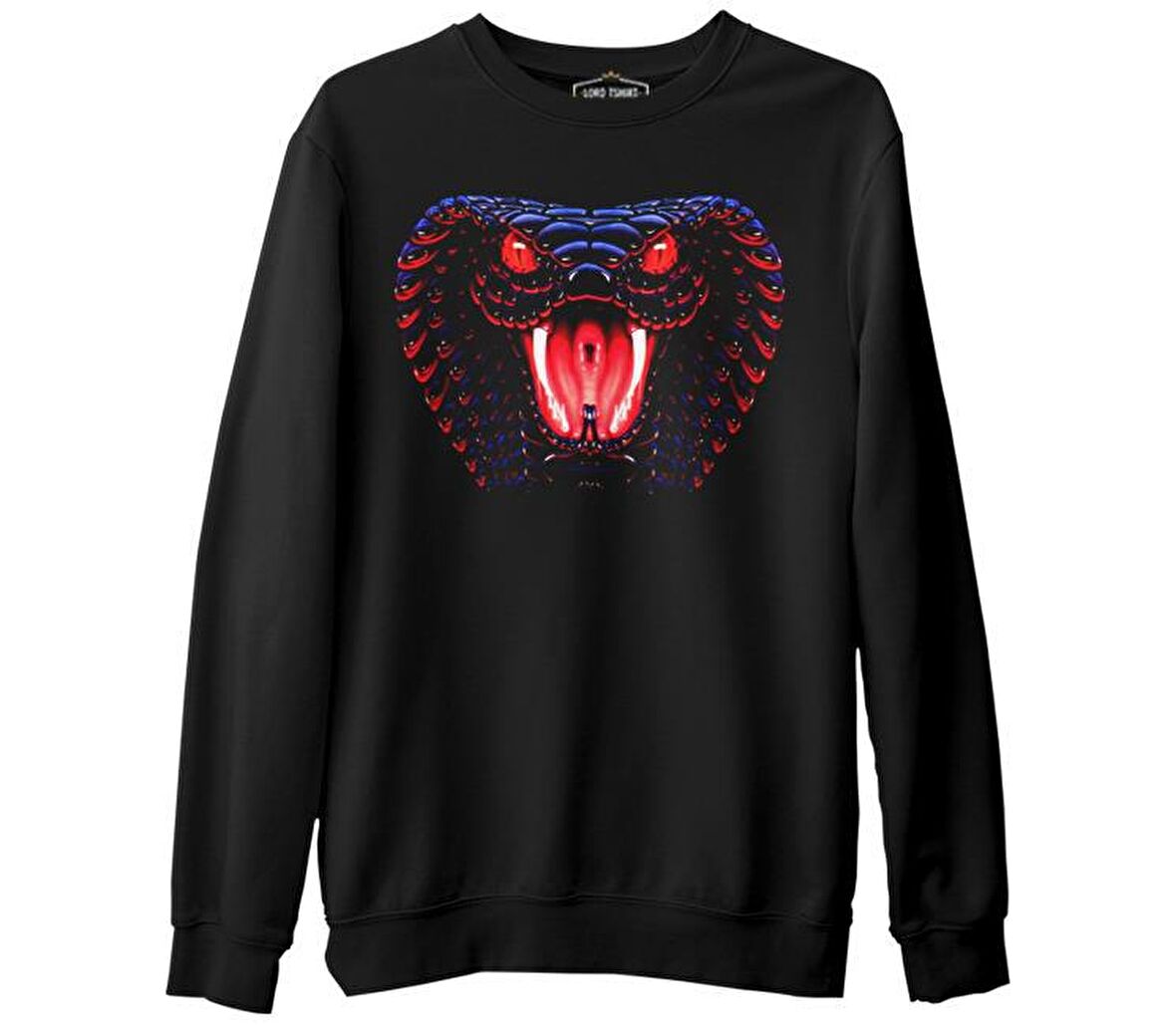 Yılan  Siyah Erkek Kalın Sweatshirt