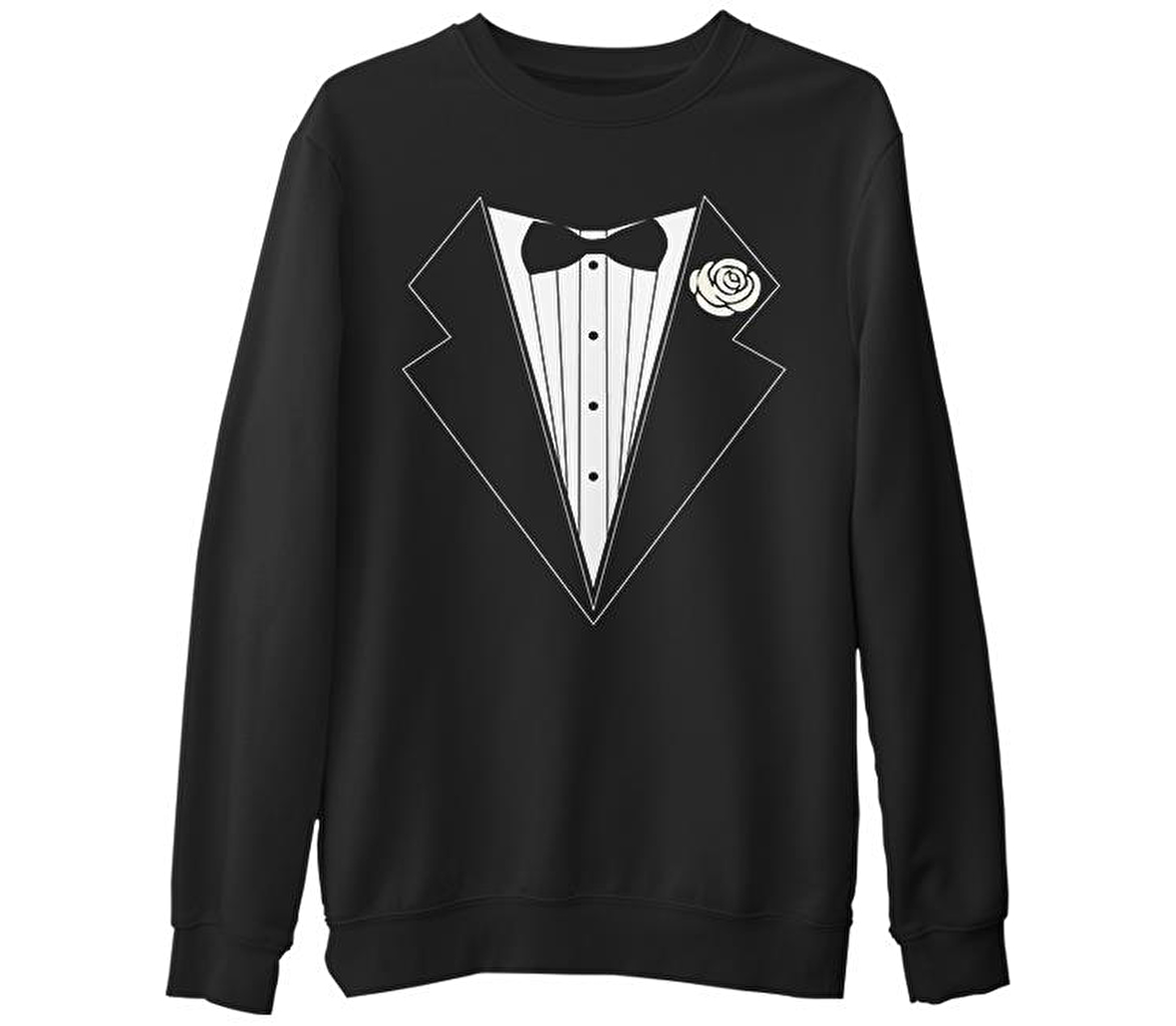 Damat - Groom Suit Siyah Erkek Kalın Sweatshirt