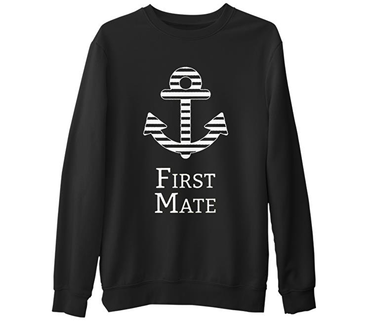 First Mate Siyah Erkek Kalın Sweatshirt