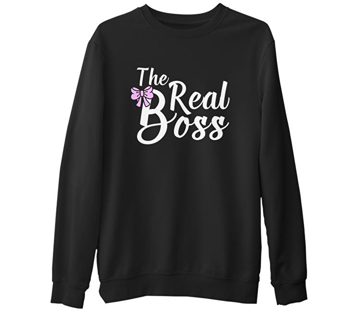 The Real Boss Siyah Erkek Kalın Sweatshirt