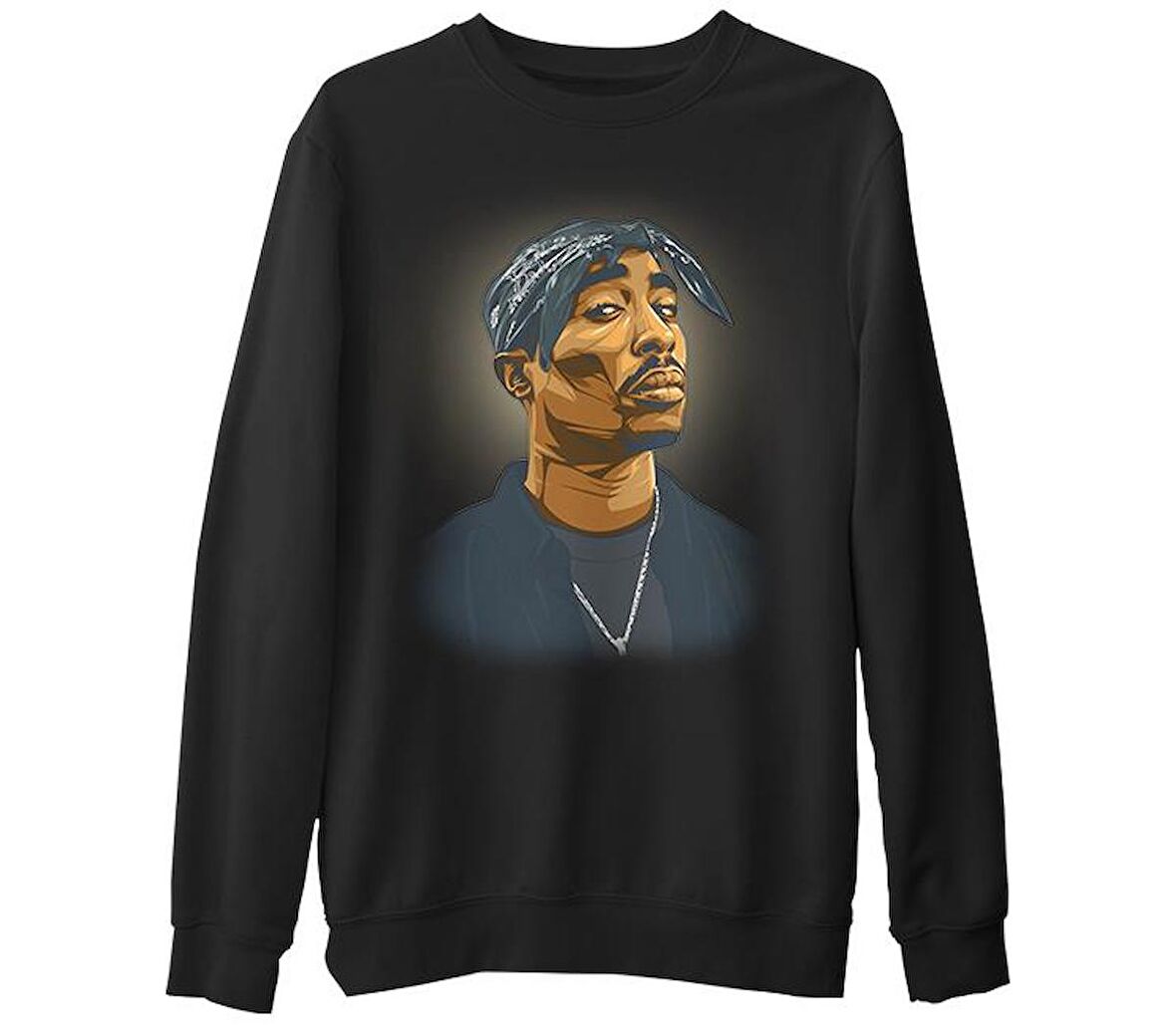 Tupac Shakur - Necklace Siyah Erkek Kalın Sweatshirt