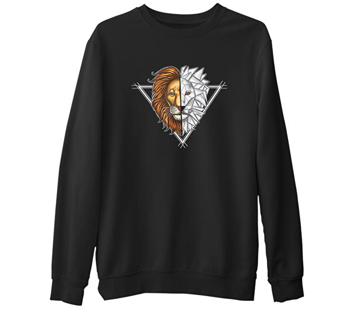 Aslan Triangle Siyah Erkek Kalın Sweatshirt