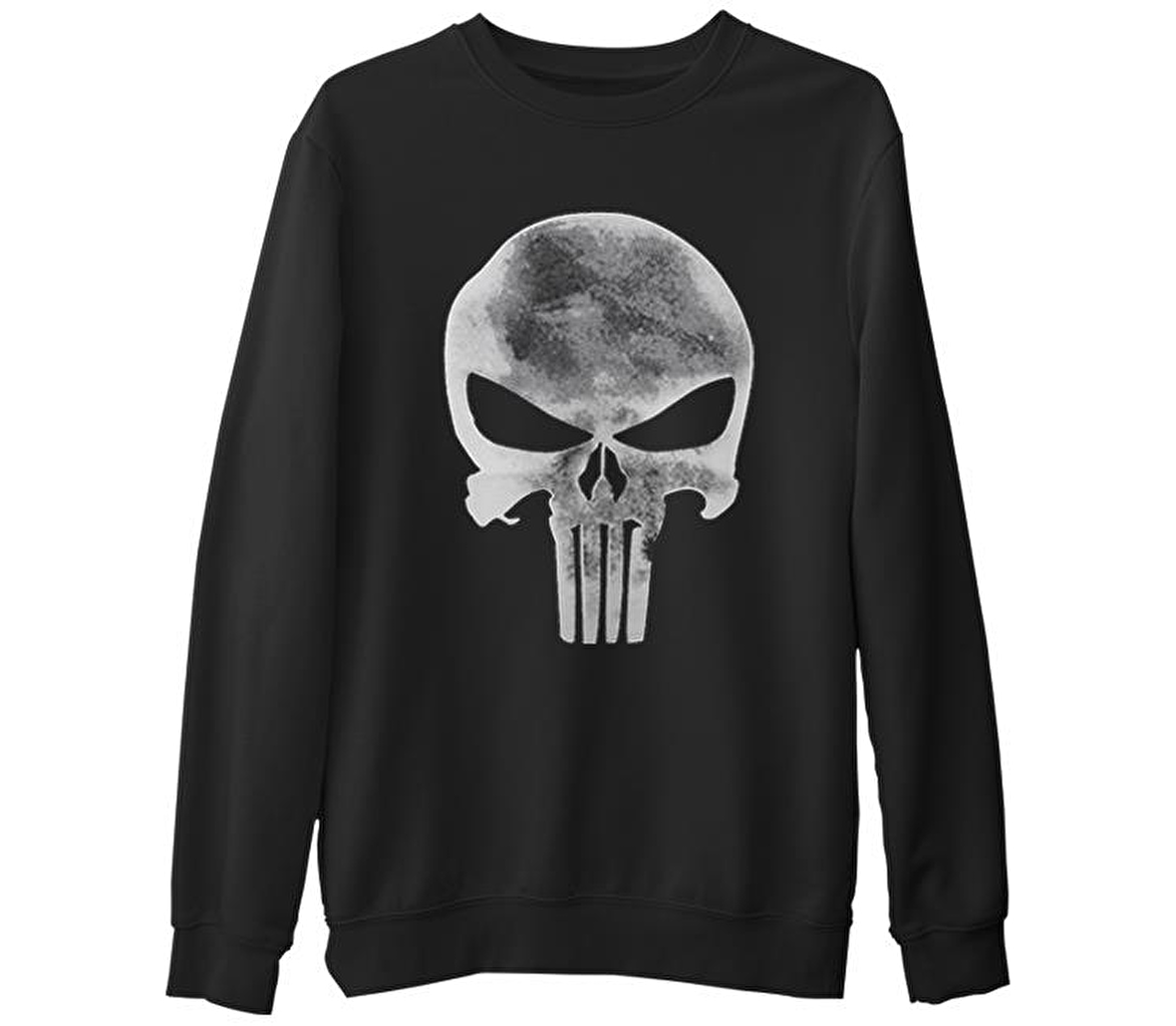 Punisher - Logo  Siyah Erkek Kalın Sweatshirt