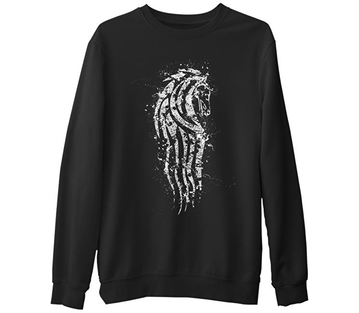 Tattoo - At Siyah Erkek Kalın Sweatshirt