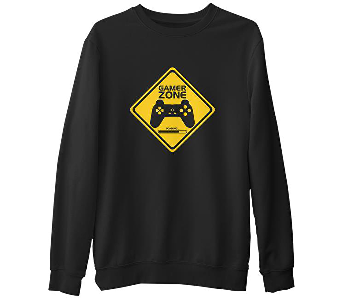 Gamer Zone Siyah Erkek Kalın Sweatshirt