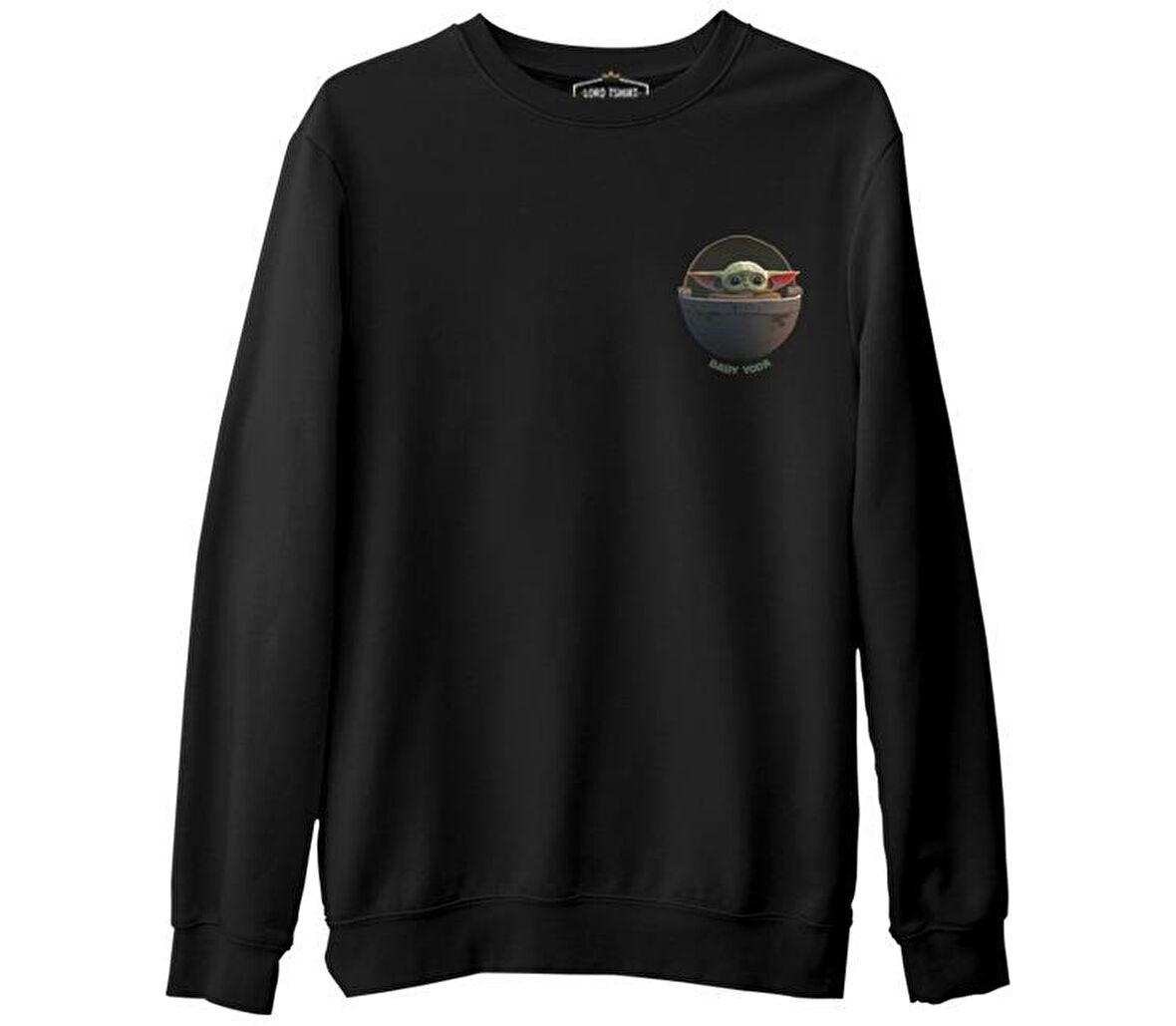 Star Wars - Baby Yoda Siyah Erkek Kalın Sweatshirt