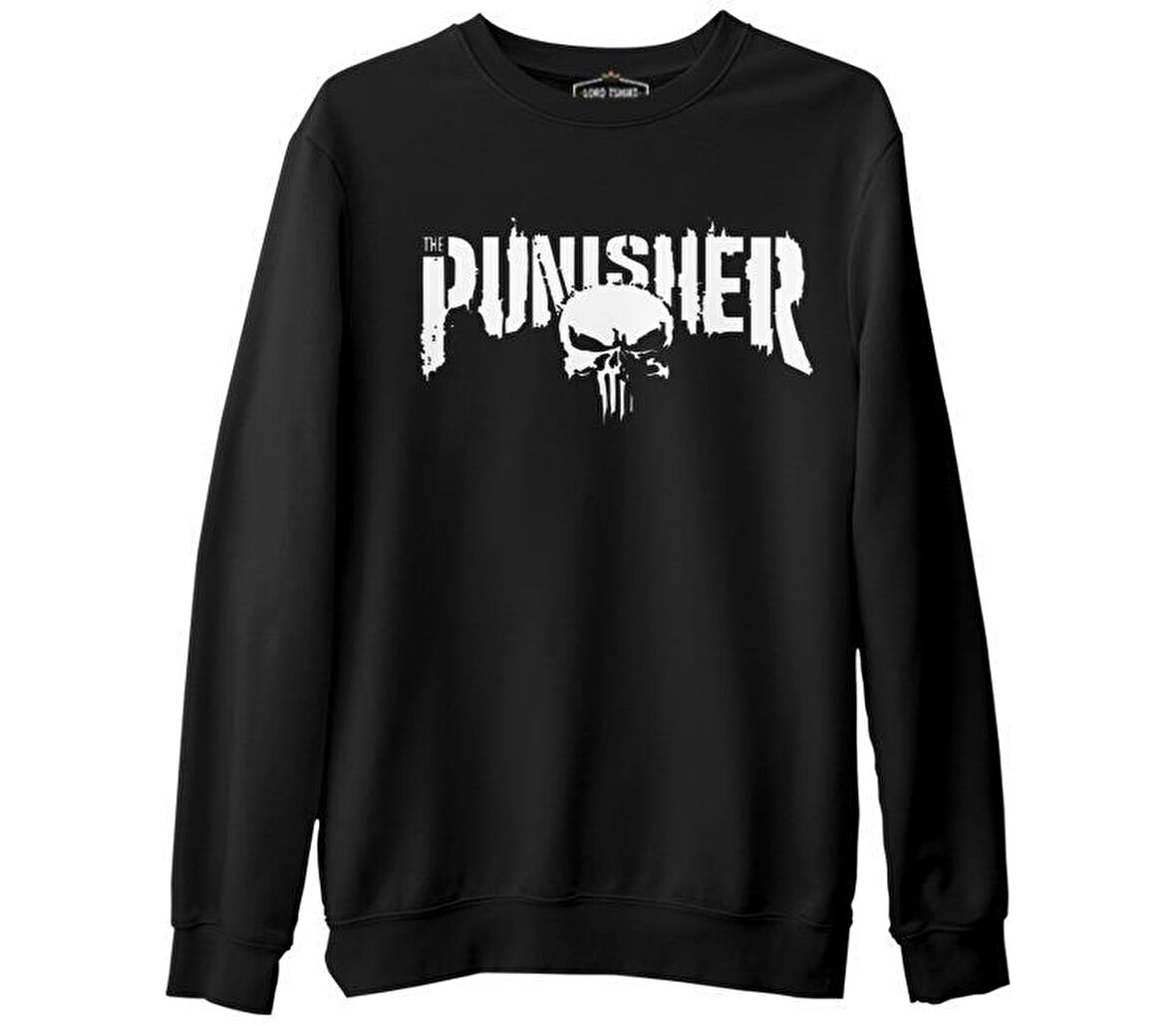 Punisher - Logo Ban Siyah Erkek Kalın Sweatshirt