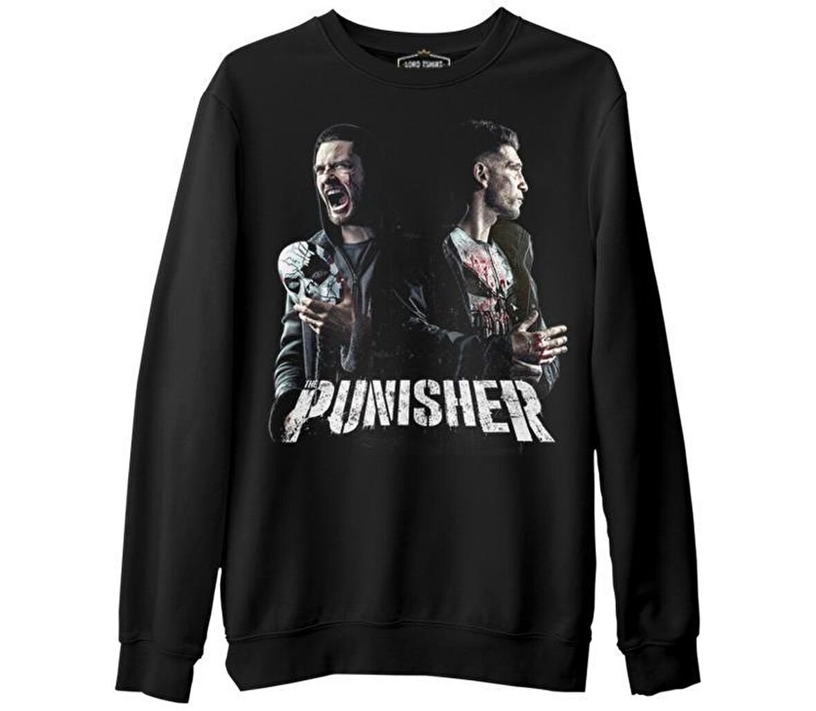 Punisher - Fight Siyah Erkek Kalın Sweatshirt